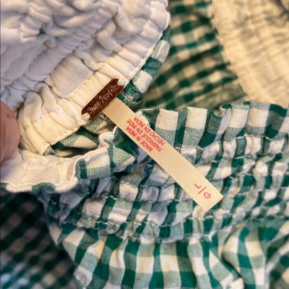 Free people retro heatwave one piece jumpsuit green/white gingham size L - Picture 6 of 13